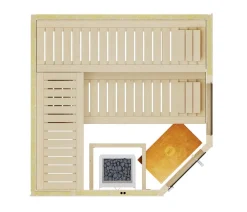 Weka Saunas & Infrarotkabinen - Ecksauna Varberg mit Glastür und Fenster inkl. Ofen, ca. B194/H199/T194 cm Natur