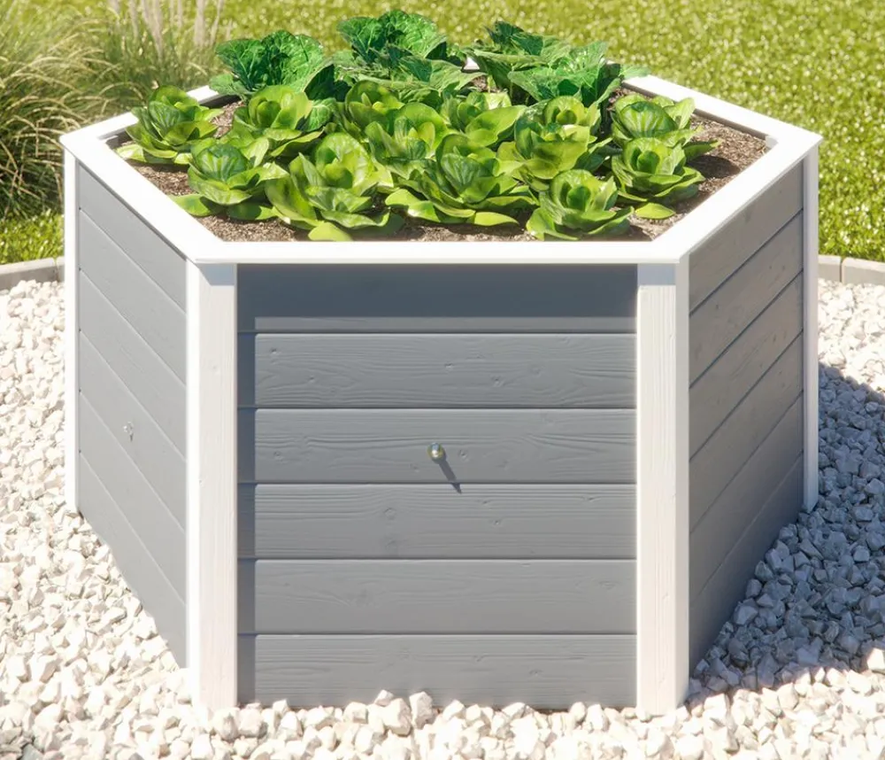 Weka Elementhochbeet 6-Ecke 669, ca. B143/H68,5/T143 cm Grau Best