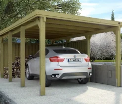 Weka Carports & Garagen - Flachdach-Einzelcarport 617 Natur