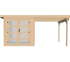 Weka Gartenhaus 321 + 230 cm Anbau Natur Outlet