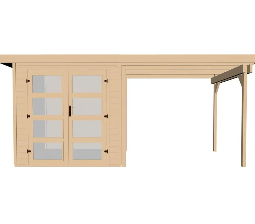 Weka Gartenhaus 321 + 230 cm Anbau Natur Outlet