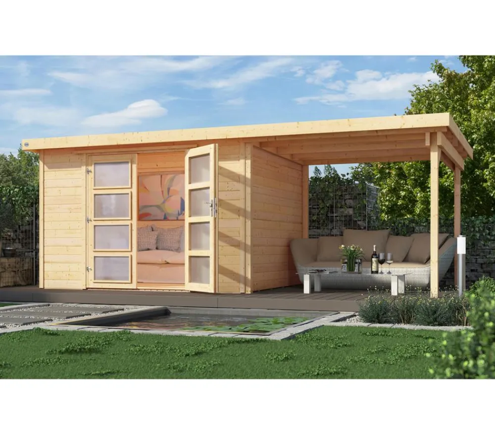Weka Gartenhaus 321 + 230 cm Anbau Natur Outlet