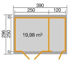 Weka Gartenhaus 254 Gr. 2, ca. B390/H222/T296 cm Grau Online
