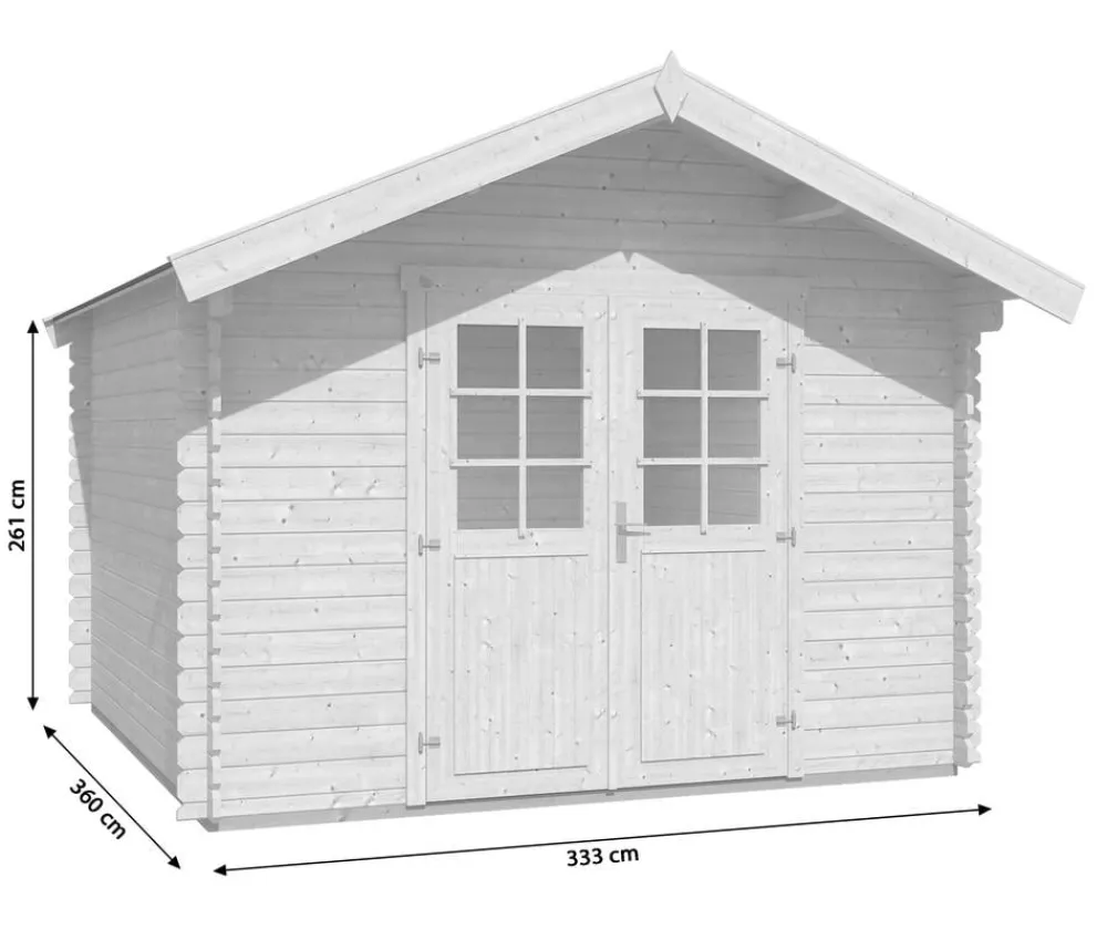 Weka Gartenhaus 209 Gr. 3, ca. B333/H261/T360 cm Hellgrau