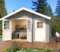 Weka Gartenhaus 253 Gr. 1, ca. B420/H270/T260 cm Hellgrau New