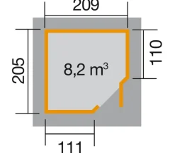 Weka Gartenhäuser & Gerätehäuser - Gartenhaus 229 Gr.1, ca. B244/H217/T244 cm Dunkelgrau