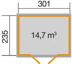 Weka Gartenhäuser & Gerätehäuser - Gartenhaus 218 Gr. 3, ca. B320/H253/T269 cm Dunkelgrau