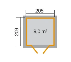 Weka Gartenhaus 226 Gr.1, ca. B237/H252/T231 cm Dunkelgrau Outlet