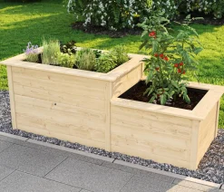 Weka Hochbeete & Frühbeete - Holz-Stufenhochbeet 669, ca. B218/H81/T82 cm Natur