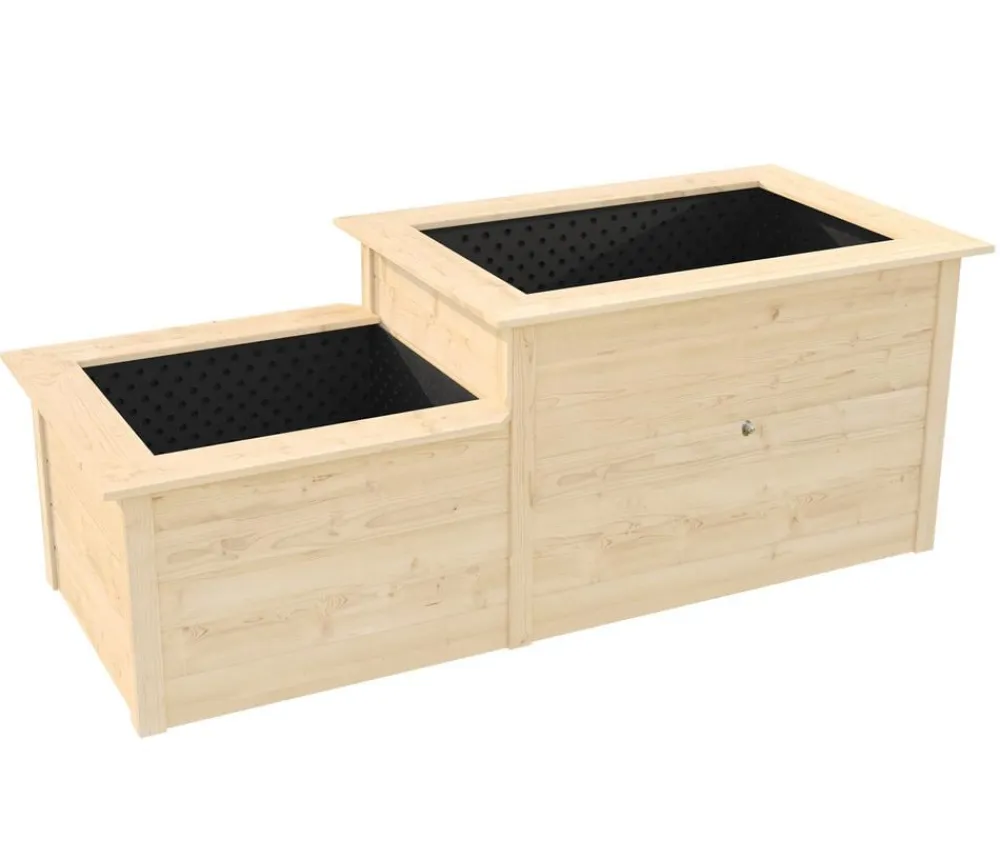 Weka Hochbeete & Frühbeete - Holz-Stufenhochbeet 669, ca. B218/H81/T82 cm Natur