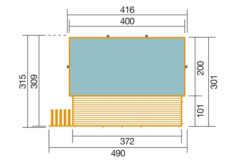 Weka Pools & Whirlpools - Massivholzpool 595 Gr. 1, ca. B490/H201/T315 cm, Folie Blau/Mosaic