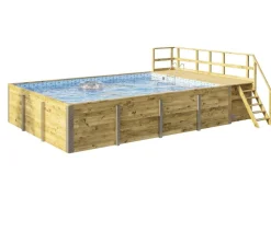 Weka Pools & Whirlpools > Massivholzpool 595 Gr. 2, ca. B650/H201/T490 cm, Folie Blau/Mosaic