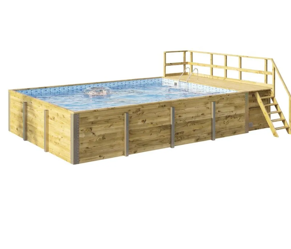 Weka Pools & Whirlpools > Massivholzpool 595 Gr. 2, ca. B650/H201/T490 cm, Folie Blau/Mosaic