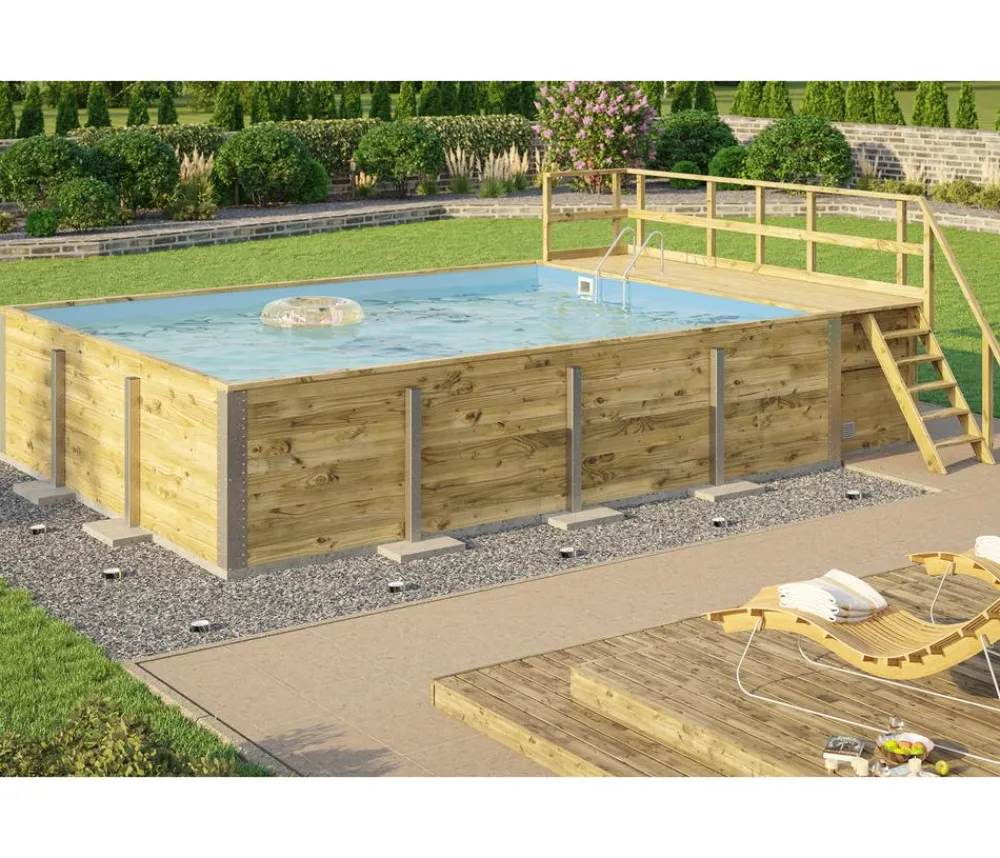 Weka Massivholzpool 595 Gr. 2, ca. B650/H201/T490 cm, Folie Blau Outlet