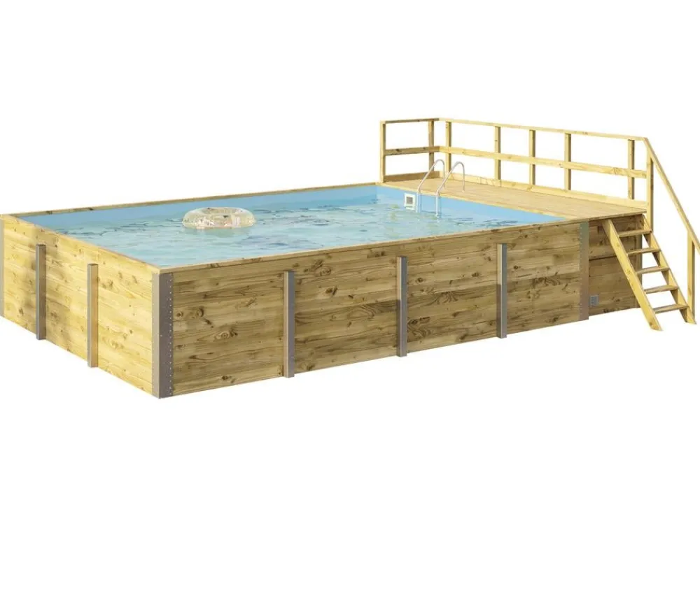 Weka Massivholzpool 595 Gr. 2, ca. B650/H201/T490 cm, Folie Blau Outlet