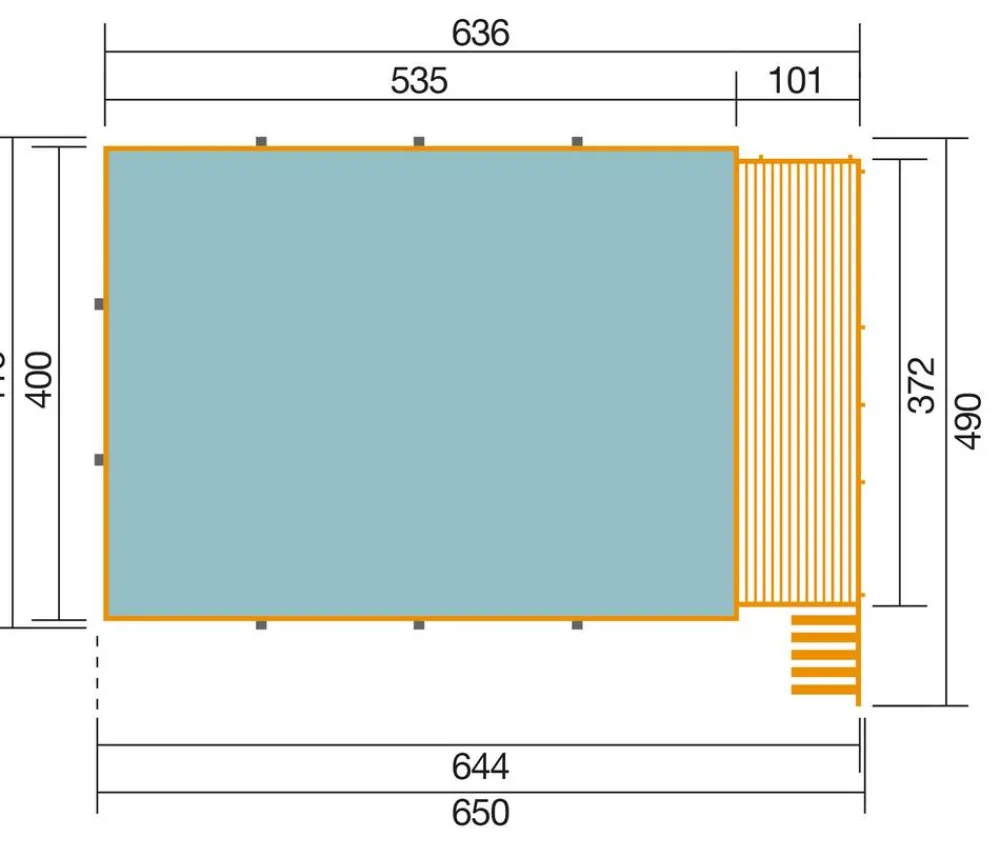 Weka Massivholzpool 595 Gr. 2, ca. B650/H201/T490 cm, Folie Blau Outlet