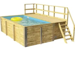 Weka Pools & Whirlpools - Massivholzpool 595 Gr. 1, ca. B490/H201/T315 cm, Folie Blau
