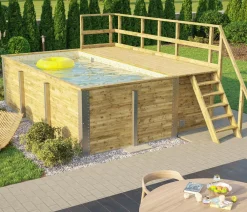 Weka Pools & Whirlpools - Massivholzpool 595 Gr. 1, ca. B490/H201/T315 cm, Folie Sand/Mosaic