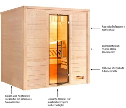 Weka Sauna Bergen mit Glastür Natur Online