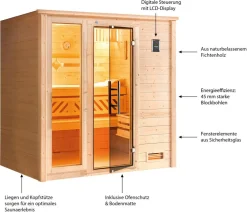 Weka Saunas & Infrarotkabinen - Sauna Bergen mit Glastür und Fenster Natur