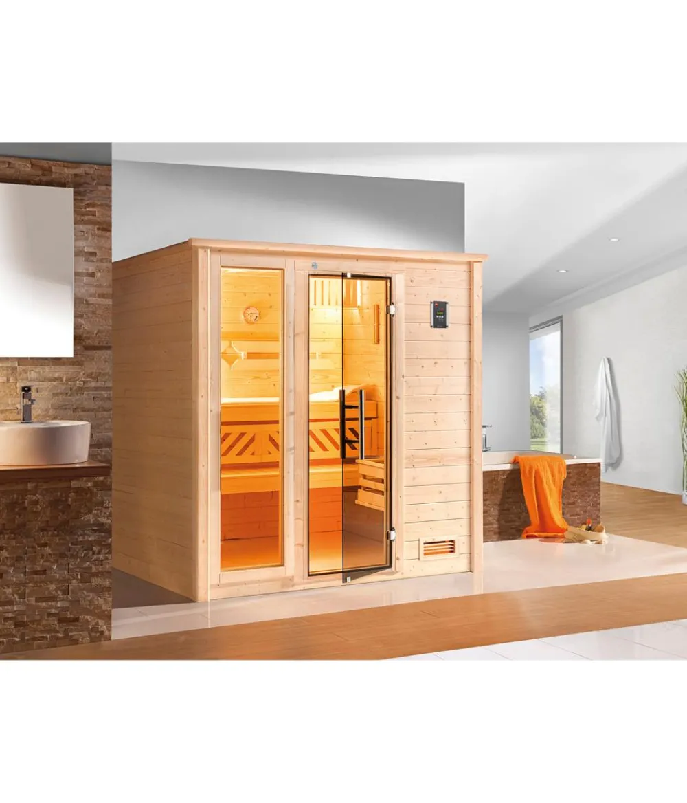 Weka Saunas & Infrarotkabinen - Sauna Bergen mit Glastür und Fenster Natur