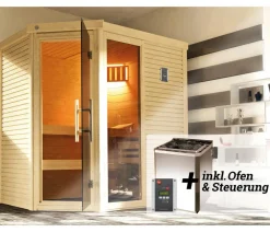 Weka Saunas & Infrarotkabinen > Sauna Cubilis Gr. 2 Spar-Set inkl. Ofen, ca. B198/H205/T198 cm
