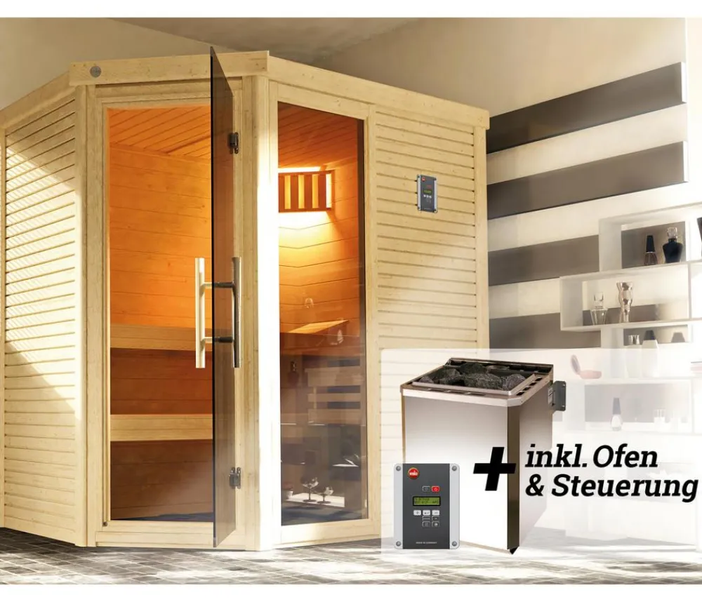 Weka Saunas & Infrarotkabinen > Sauna Cubilis Gr. 2 Spar-Set inkl. Ofen, ca. B198/H205/T198 cm
