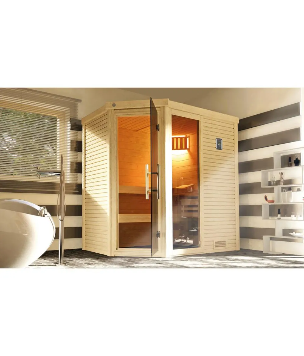 Weka Sauna Cubilis mit Glastür und Fenster Natur Hot