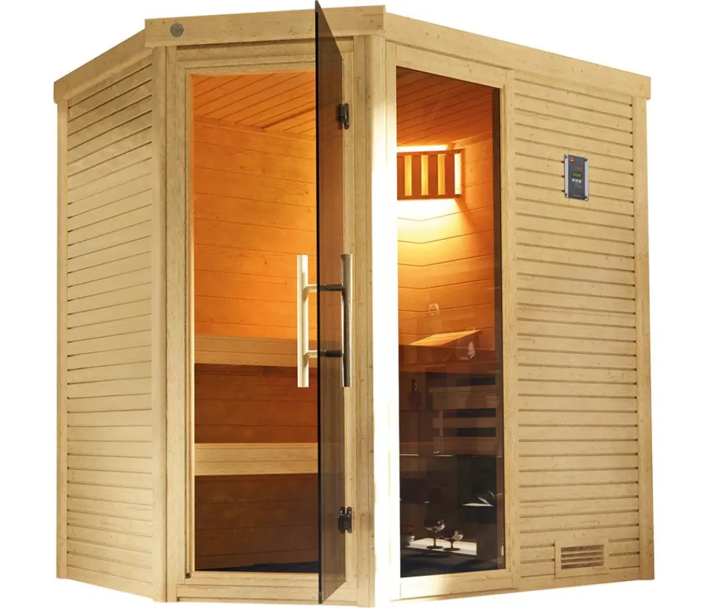 Weka Sauna Cubilis mit Glastür und Fenster Natur Hot