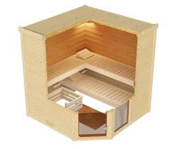 Weka Sauna Cubilis mit Glastür und Fenster Natur Hot