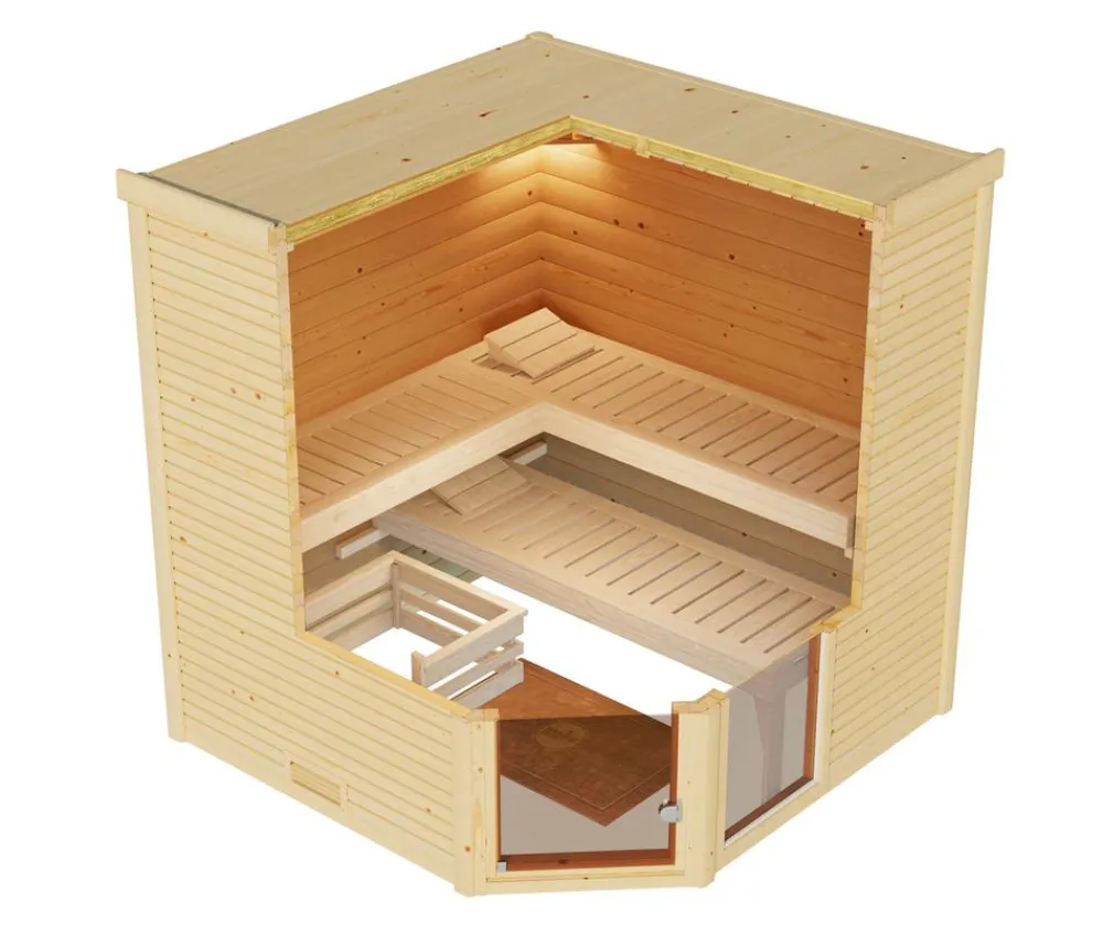 Weka Sauna Cubilis mit Glastür und Fenster Natur Hot