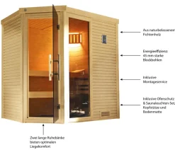 Weka Saunas & Infrarotkabinen - Sauna Cubilis mit Glastür und Fenster Natur