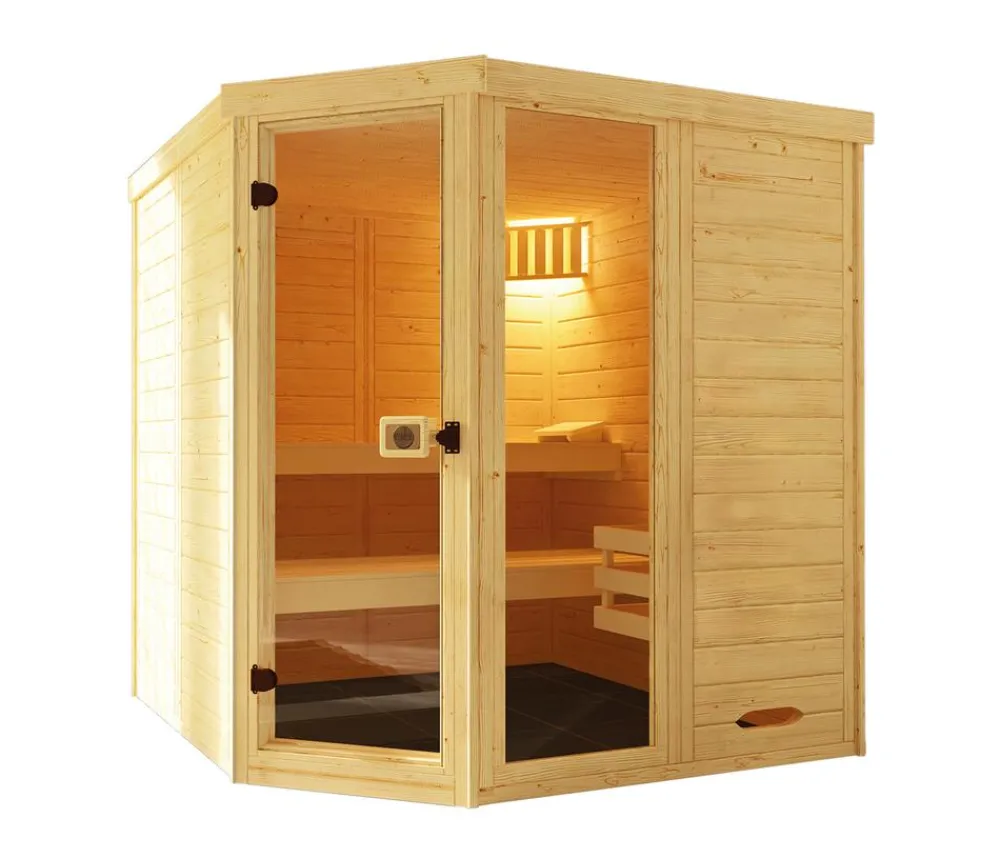 Weka Sauna Laukkala mit Glastür und Fenster Natur Clearance