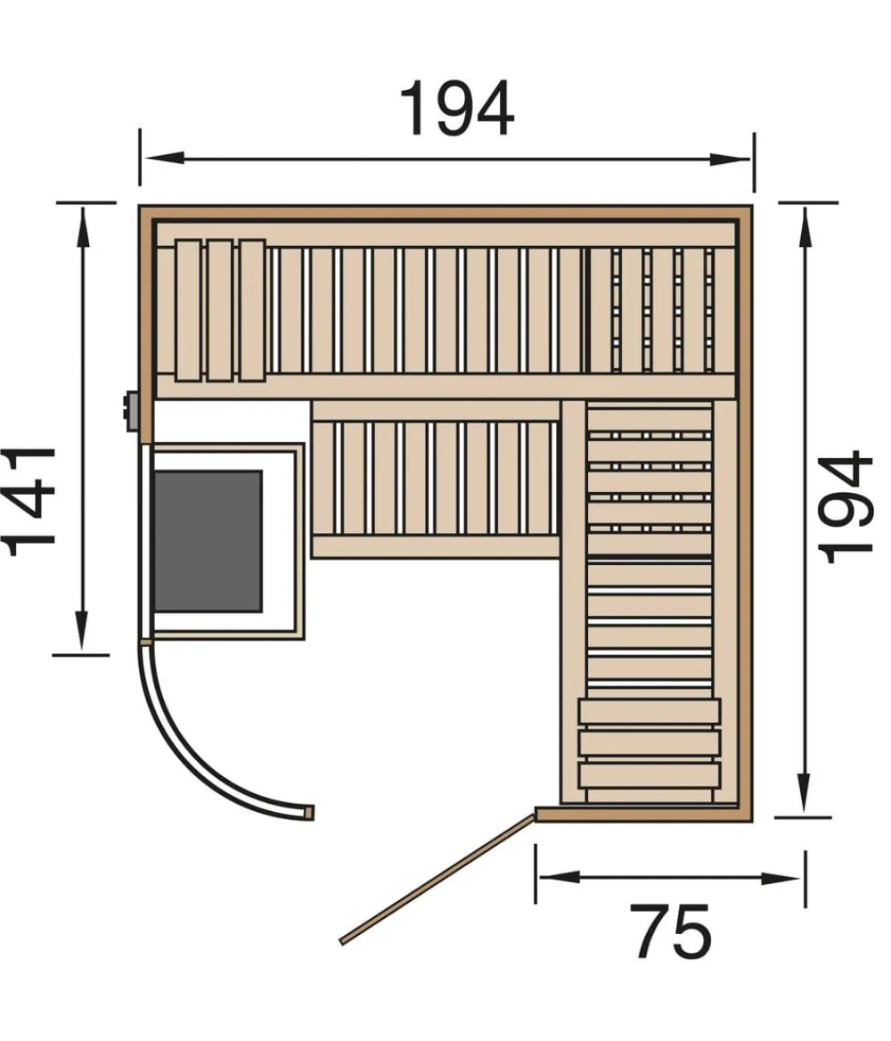 Weka Sauna Sara mit Glastür und Fenster, inkl. Ofen Natur Discount