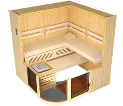 Weka Sauna Sara mit Glastür und Fenster, inkl. Ofen Natur Discount