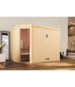 Weka Sauna Turku mit Glastür, ca. B248/H205/T198 cm Natur Online