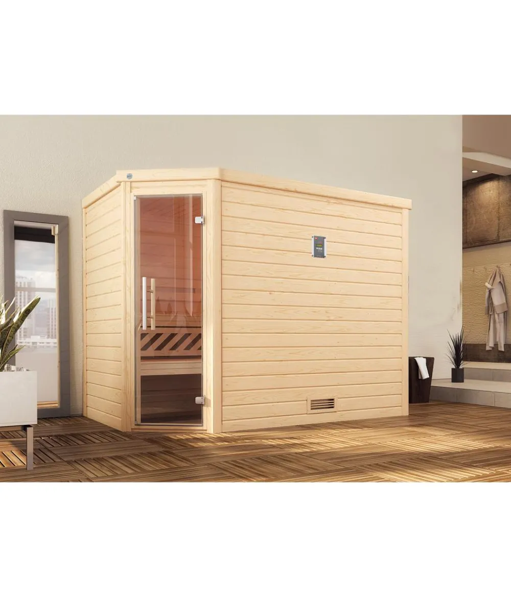 Weka Sauna Turku mit Glastür, ca. B248/H205/T198 cm Natur Online