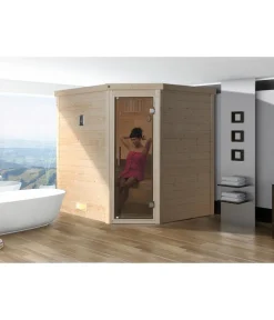 Weka Saunas & Infrarotkabinen > Sauna Turku mit Glastür inkl. Ofen, ca. B195/H205/T178 cm