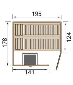Weka Saunas & Infrarotkabinen > Sauna Turku mit Glastür inkl. Ofen, ca. B195/H205/T178 cm
