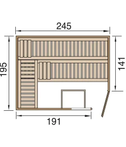 Weka Saunas & Infrarotkabinen > Sauna Turku mit Glastür und Fenster, ca. B248/H205/T198 cm