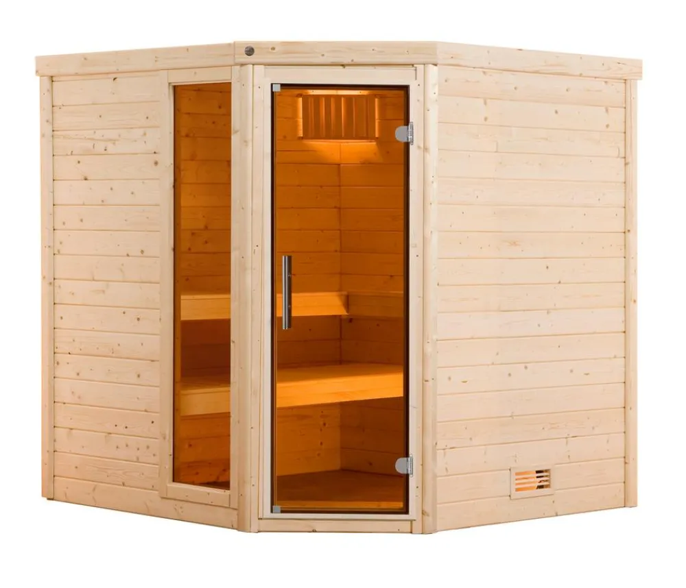 Weka Saunas & Infrarotkabinen > Sauna Turku mit Glastür und Fenster inkl. Ofen, ca. B195/H205/T178 cm