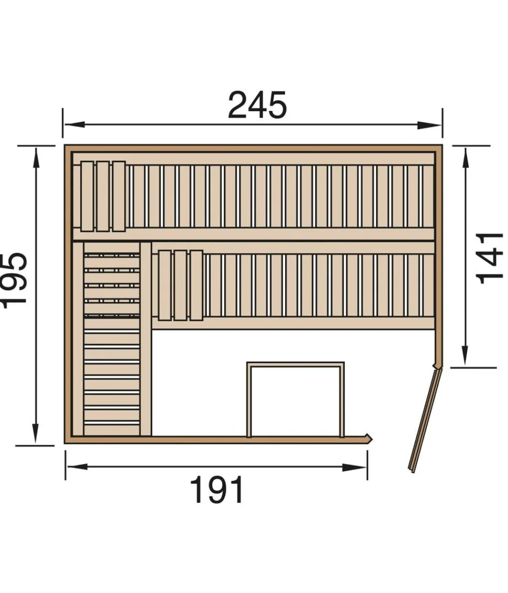 Weka Sauna Turku mit Holztür, ca. B248/H205/T198 cm Natur Discount