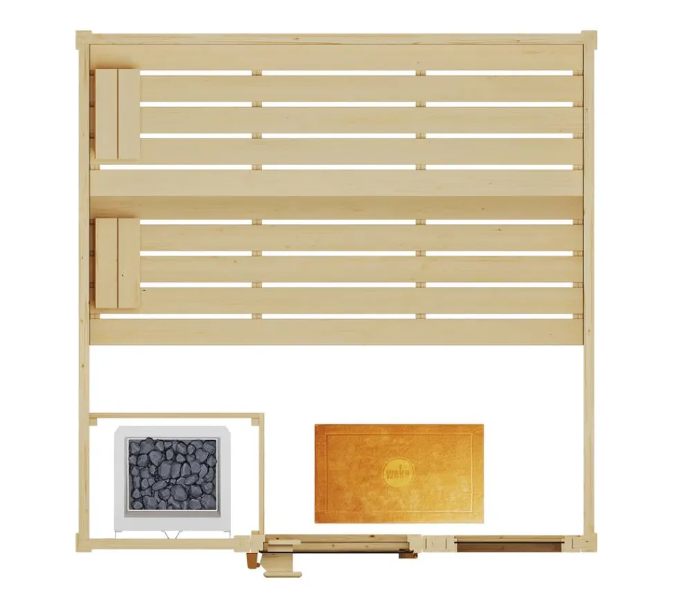 Weka Sauna Valida Plus mit Glastür und Fenster inkl. Ofen, ca. B189/H204/T172 cm Natur Outlet