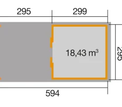 Weka Schiebetürhaus 225 + 295 cm XL-Anbau Natur Outlet