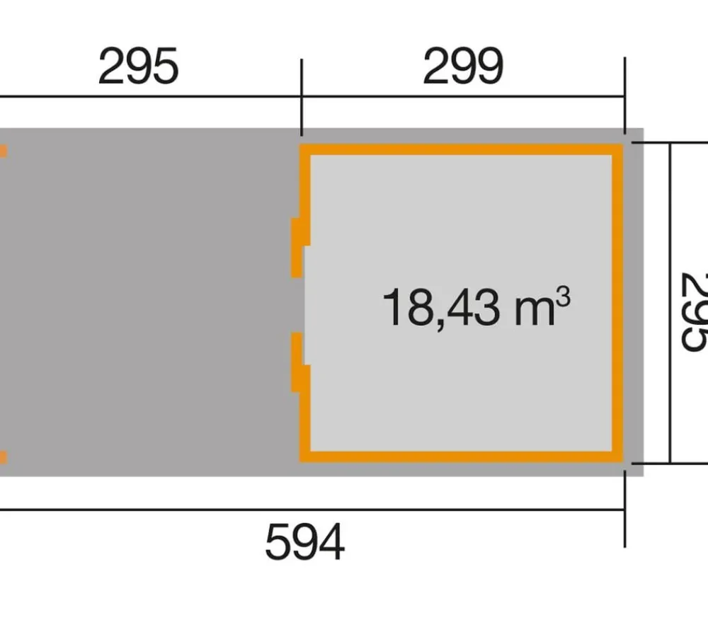 Weka Schiebetürhaus 225 + 295 cm XL-Anbau Natur Outlet