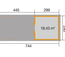Weka Gartenhäuser & Gerätehäuser > Schiebetürhaus 225 + 445 cm XXL-Anbau