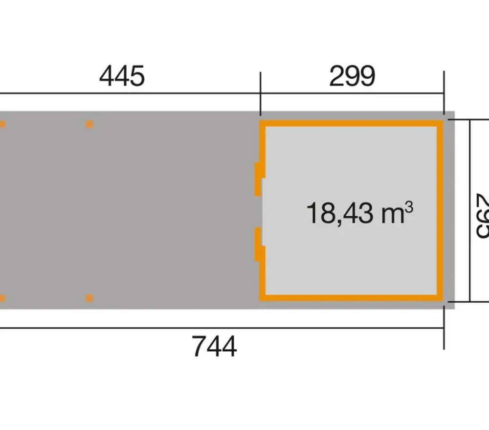 Weka Gartenhäuser & Gerätehäuser > Schiebetürhaus 225 + 445 cm XXL-Anbau
