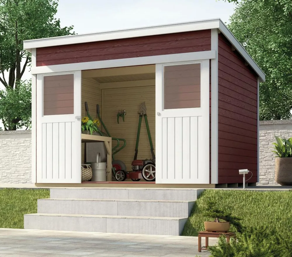 Weka Schiebetürhaus 225 Gr. 2, ca. B315/H238/T335 cm Rot Discount