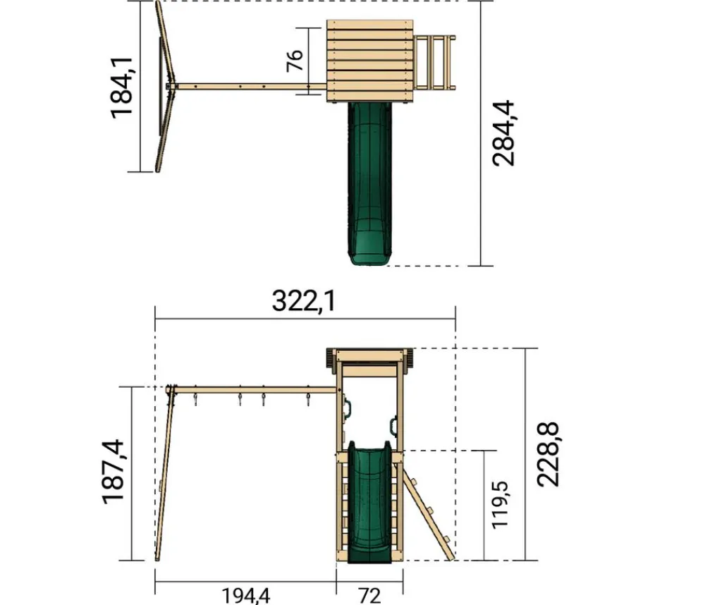 Weka Gartenspielgeräte > Spielturm Neapel, ca. B322,1/H228,8/T284,4 cm