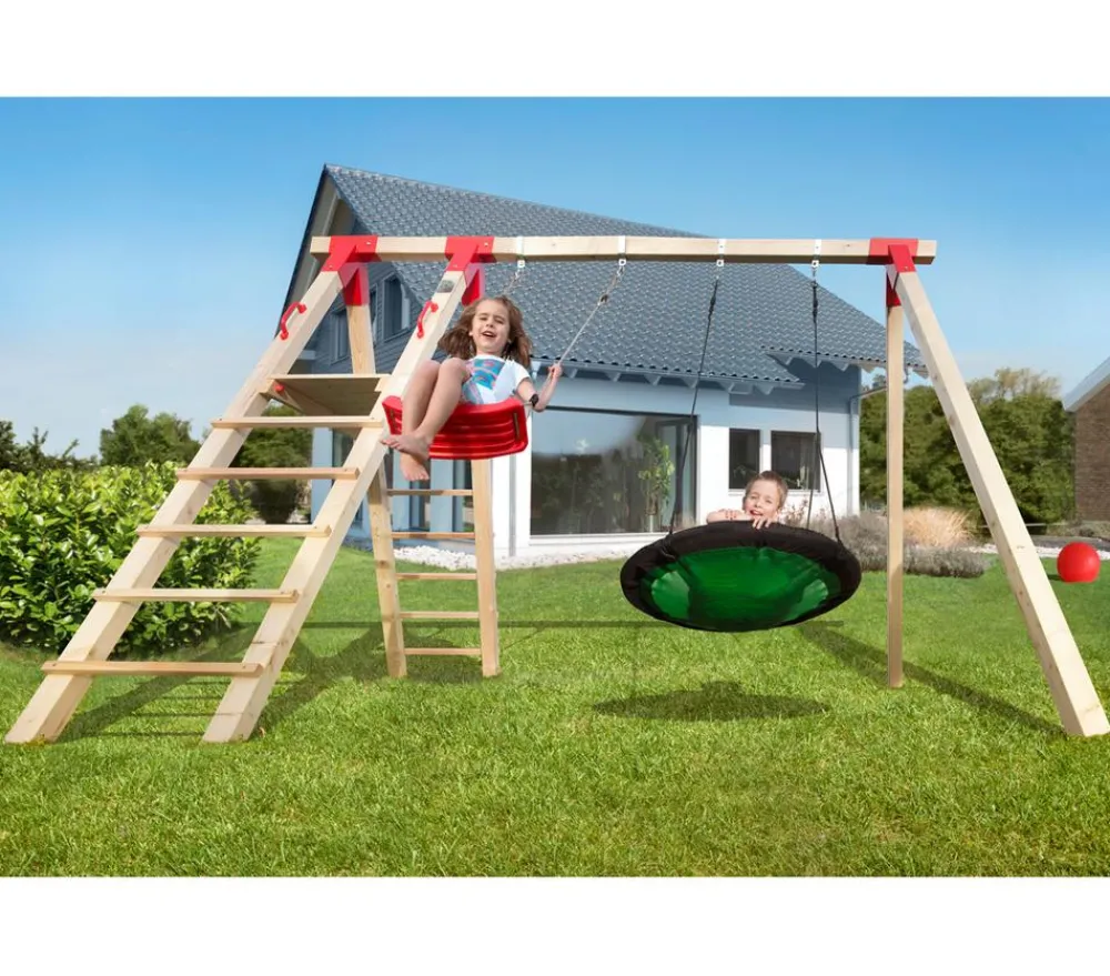 Weka Gartenspielgeräte > Tabaluga Podestschaukel mit Klettereinheit